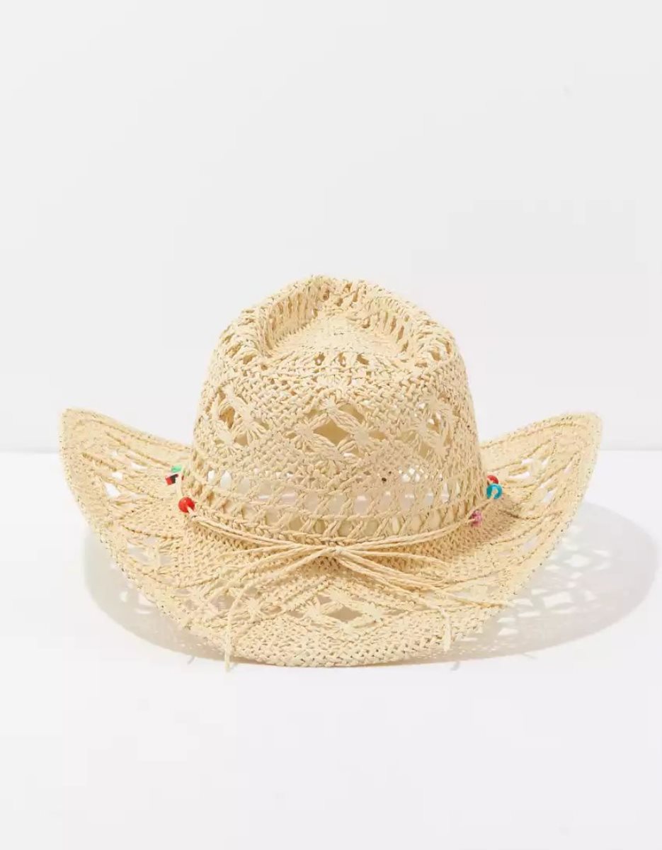 Chapeaux American Eagle AE Paper Straw Cowboy Blanche Femme | QDO-54176824